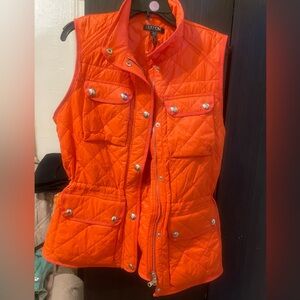 Lauren Ralph Lauren Bright Orange Quilted Vest